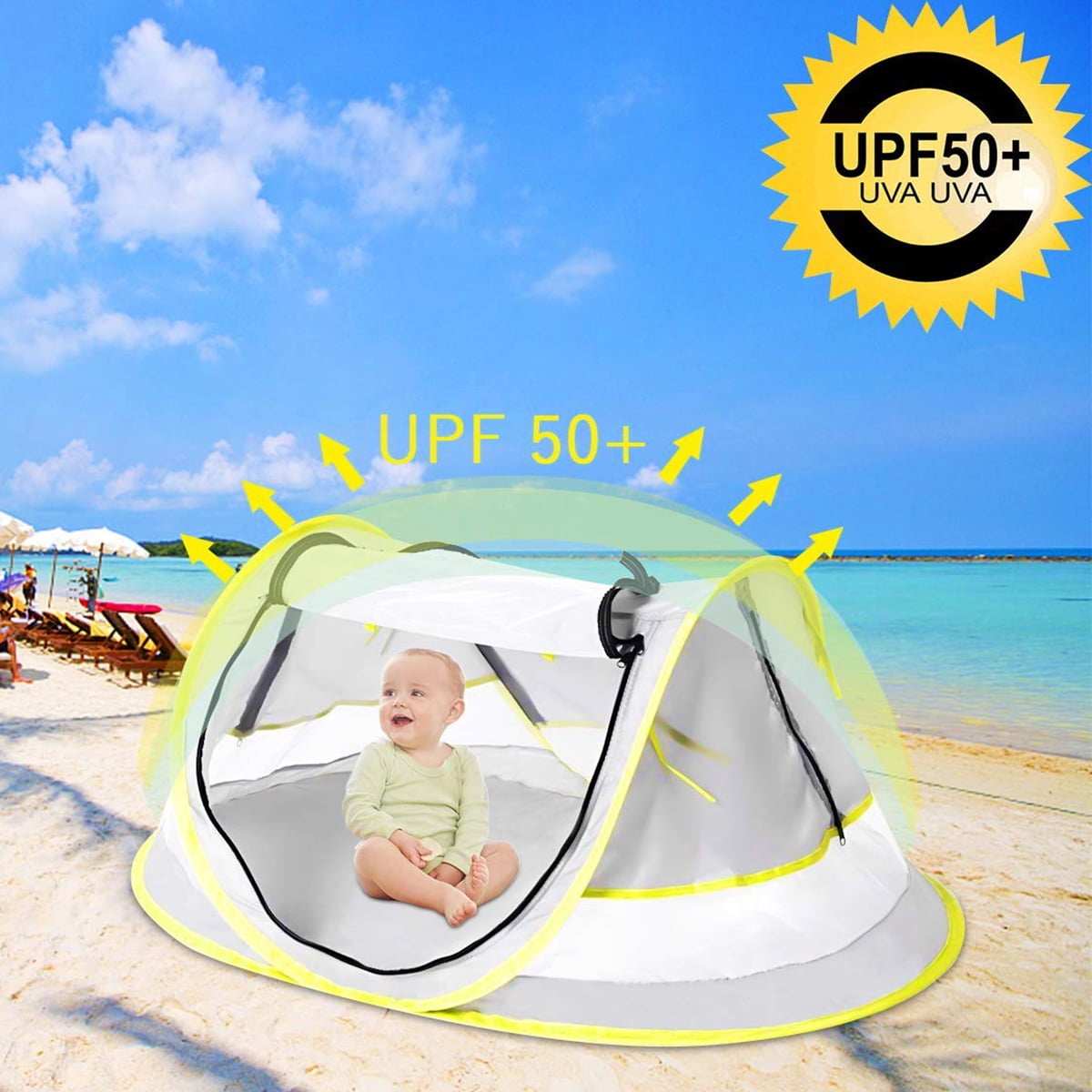 Baby Shade with Mosquito Net Girls Sun Shade Beach Umbrella for Infant NEQUARE Baby Beach Tent,Portable Pop Up Tent UPF 50+ Sun Shelters Boys 