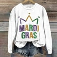 thumbnail image 2 of Baberdicy Mardi Gras Sweatshirt, Women Mardi Gras Long Sleeve Sweatshirt Casual Cute Shirts, Women's Letter Printed Crewneck Top White Polyester, 2 of 4