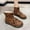 Coffee, variant on LSLJS Women's Flats Ankle Boots, Women's New Fashion Back Zipper Bow Round Head Snow Boots Women's Flat Short Cotton Shoes