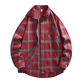 thumbnail image 4 of SGFCWSX Men's Flannel Shirt Plaid Long Sleeve Button Down Western Casual with Chest Pocket Shirts Red Size 4XL, 4 of 5