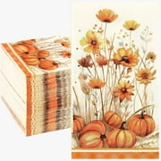 Homlouue 100 PCS Fall Paper Napkins 3 Ply Disposable Floral Napkins Thanksgiving Party Supplies