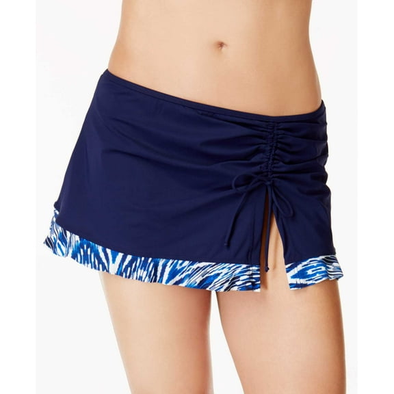 Profile by Gottex Profile Printed Ruched Swim Skirt (Navy, 10)
