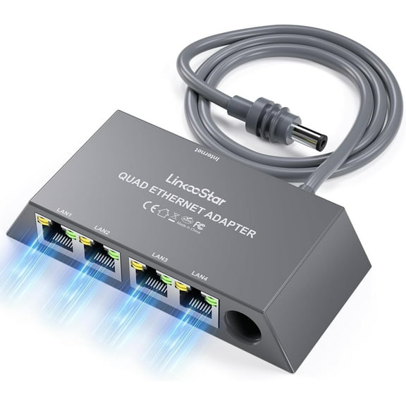 Starlink Ethernet Adapter Mini Gen3,Starlink Gen3/Mini Adapter Wired External Network,linkoostar 4 Ports Starlink to RJ45 Gigabit Ethernet Splitter 1 to 4 [4 Devices Networked Simultaneously]