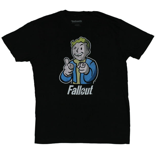 Fallout - Fallout Fall Out Mens T-Shirt- Pointing Wink Pip Boy Over ...