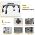 thumbnail image 4 of Patio Gazebo, 10 x 13 FT Gazebo Tent with Double Roof, Outdoor Canopy Tent with Mosquito Netting, Canopy for Shade and Rain, Gazebo Shelter for Lawn, Yard, Deck, Garden, Gray, D7945, 4 of 6