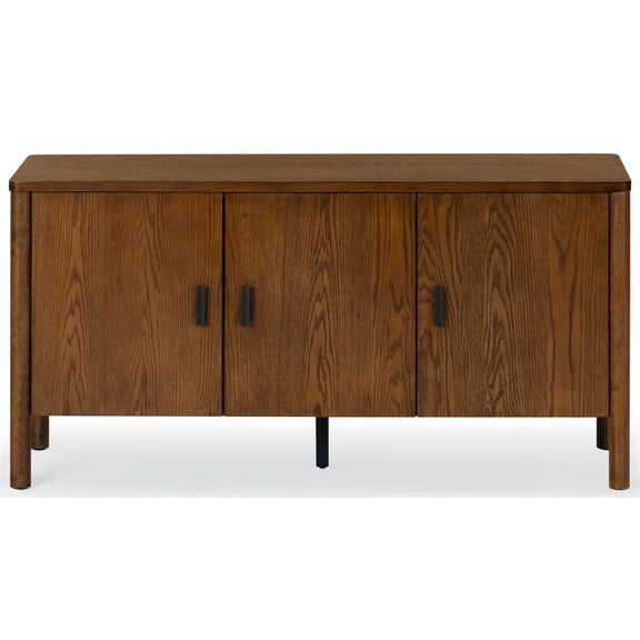 Safavieh Jaylessa Solid Wood 3 Door Sideboard in Medium Oak