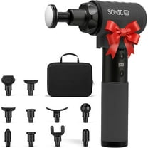 LifePro Sonic LX Massage Gun – Heated Deep Tissue Handheld Massager Gun for Muscle Recovery with 10 Heads, 9 Speeds – Portable Percussion Massager for Athletes - Black