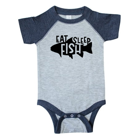 

Inktastic Eat Sleep Fish Silhouette Gift Baby Boy or Baby Girl Bodysuit