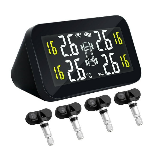 Monitor de presión de neumáticos inalámbrico solar TPMS para automóvil Sistema de monitoreo HD