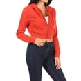 thumbnail image 2 of Women's Basic Casual Cotton Fleece Long Sleeves Solid Full-Zip Cropped Sweatshirt Hoodie Rust S, 2 of 4