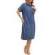 thumbnail image 2 of VESTIDO DE CAMISA DE MEZCLILLA PARA MUJER INSPIRE CHIC, MANGA CORTA, CON BOTONES, VESTIDO CASUAL MIDI AZUL S, 2 of 6
