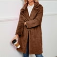 thumbnail image 4 of Penkiiy Women's Fuzzy Fleece Lapel Open Front Long Cardigan Coat Faux Fur Warm Winter Outwear Jackets Faux Fur Coat Coffee, 4 of 5