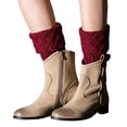 thumbnail image 2 of Women Leg Warmers Knitted Wool Boot Cover Short Leg Warmers With Diamond Mesh Sports Socks Sock Red, 2 of 4