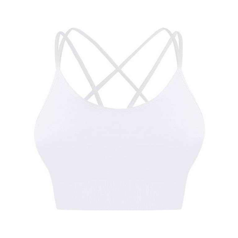  Crisscross Bras Womens Cross Back Sport Bras Padded Strappy  Cropped Bras for Yoga Workout Fitness Low Impact White : Beauty & Personal  Care