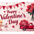 thumbnail image 4 of Valentine's Day Banner Heart Balloons Pink Roses Gift Box Backdrop Party Supplies Photography Props Romantic Decorations Festive Décor Background, 4 of 4