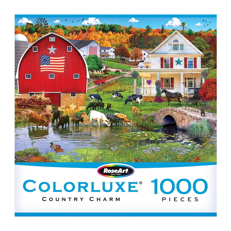 RoseArt Colorluxe 1000-Piece Country Charm Jigsaw Puzzle - 16.5 x