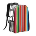 thumbnail image 3 of Honeii Mexican Serape Blanket Stripes Print Clear Backpack Heavy Duty Transparent Bag 17" See Through BookBag for Women Men Adults Work Festival Sports Travel, 3 of 7
