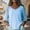 Blue, variant on Women's Casual Chic Tunic - Relaxed Fit V-Neck Long Sleeve - Breathable Linen Blend Oversized Blouse