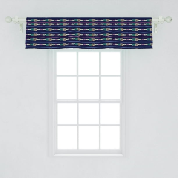 Abstract Window Valance, Colorful Composition with Grunge Doodle Style Lines and Horizontal Stripes Pattern, Curtain Valance for Kitchen Bedroom Decor with Rod Pocket, by Ambesonne