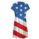 thumbnail image 5 of Puntoco Vestido De Cuello Redondo De Manga Corta Suelto Informal Estampado Del Día De La Independencia De Verano Para Mujer Azul Xxl,Regalos Para Mujer Joven, 5 of 5