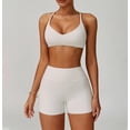 thumbnail image 2 of PISONIC Workout Sets for Women 2 Pieces Criss Cross Back Sports Bras Matching High Waist Butt Lifting Shorts Yoga Outfits, 2 of 10