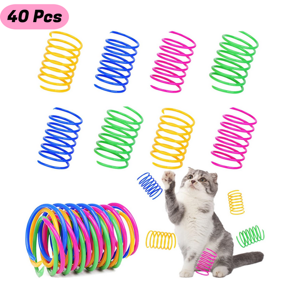 WuPing 40 Pcs Cat Toys Interactive Cat Spiral Creative Spring Toy to Kill Time, Sturdy Heavy Plastic for Swatting, Biting, Hunting