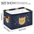 thumbnail image 2 of Yayeee Canvas Storage Basket with Handles for Shelves Fabric Bins Closet Organizer, Orange Cat Planet, 2 of 8