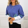 thumbnail image 5 of Women's Christmas Sweater Holiday Graphic Crew Neck Long Sleeve Knit Pullover Top Blue M, 5 of 9