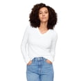 thumbnail image 1 of Camisa GAP de manga larga con cuello en V favorita, color blanco, XXL, 1 of 1
