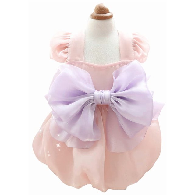 MaruPet Elegante Vestido Princesa Brillante con Lazo para Perros Pequeños Extra Pequeños Teddy Pug Chihuahua Shih Tzu Yorkshire Terriers Rosa L
