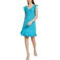 thumbnail image 2 of INSPIRE CHIC Women's Casual Round Neck Midi Ruffled Knit Dresses S Blue, 2 of 6