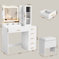 thumbnail image 6 of IRONCK Vanity Set with Mirror and Lights , Makeup Vanity with Jewelry Cabinet & 6 Drawers & Charging Station , White, 6 of 6