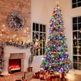 thumbnail image 2 of VIVATREES 7.5ft Pre-lit Flocked Artificial Christmas Tree 1608 Hinged Mixed PVC PE Branch Tips Spruce w/ 450 Color-Changing LED Lights Foldable Base, 2 of 7