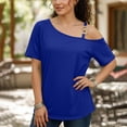 thumbnail image 6 of Gamivast Off The Shoulder Tops for Women Asymmetrical Short Sleeve Loose Fit Casual Tops Metal Strap Detail Summer Going out Daily Vacation Travel Party Weekend Wear outfits, 6 of 6