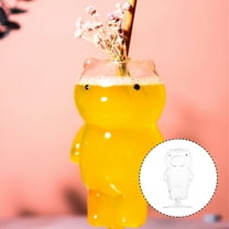 LEORX Transparent Glass Beverage Cup for Bars with Material and Lovely Bear Shape 1pc