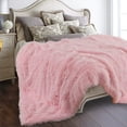 thumbnail image 5 of Soft Shaggy Fuzzy Throw Blanket - Fluffy Snuggly Faux Fur Blankets - Warm Cozy Plush Sherpa Blanket for Couch Sofa Bed Photo Props Home Decor,(60x50 Inches) Pink, 5 of 5