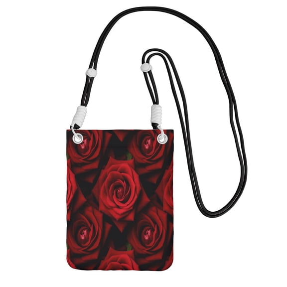 Small Crossbody Bag Red Roses Cell Phone Purses Travel Pouch Shoulder Bag For Women