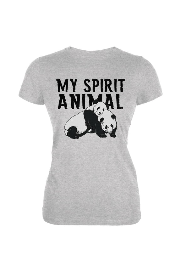 My Spirit Animal Panda Heather Grey Juniors Soft T-Shirt - 2X-Large