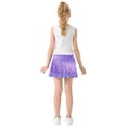 thumbnail image 4 of Girls' Skorts Elastic Waist Skorts with Inner Shorts Athletic Workout Shorts Skirts Purple Background with White Line Large, 4 of 9