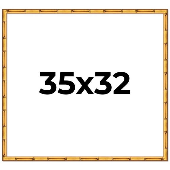 35x32 Frame Gold Bamboo Picture Frame - Complete Modern Photo Frame Includes UV Acrylic Shatter