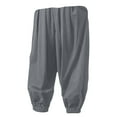 thumbnail image 4 of ADSSDQ Mens Cotton Linen Hippie Harem Pants Baggy Linen Boho Yoga Pants Loose Casual Drop Crotch Trouser Drawstring Waist Sweatpants Gray 4XL, 4 of 4