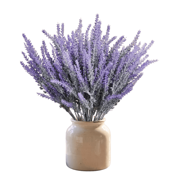 20 Bundles Purple Fake Lavender Plants, 14-Inch Faux Flowers for Outdoor Planters, Porch & Home Decor