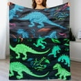 thumbnail image 3 of RUIYC  in The Dark Throw Blanket, Cute Dinosaur Blanket for Boys Girls, Soft Cozy Fuzzy Kids Blanket, Grey Toddler Blanket for Kids Christmas Birthday Gifts for Boys Girls, 3 of 6