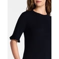 thumbnail image 5 of Time and Tru Women's Ribbed Sweater with Flounce Sleeves, Midweight, Sizes XS-XXXL, 5 of 6
