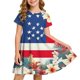 thumbnail image 2 of Odeerbi Niñas Día de La Independencia Vestido de Línea A Verano Patriótico Cuello Redondo Manga Corta Vestido Casual, 2 of 9