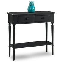 Leick Home 20027-BK Coastal One Drawer Narrow Hall Console Sofa Table with Shelf, Swan Black
