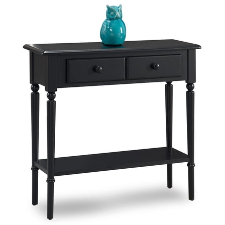 Leick Home 20027-BK Coastal One Drawer Narrow Hall Console Sofa Table with Shelf, Swan Black