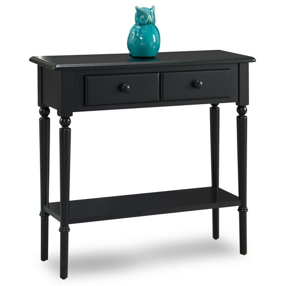 Leick Home 20027-BK Coastal One Drawer Narrow Hall Console Sofa Table with Shelf, Swan Black
