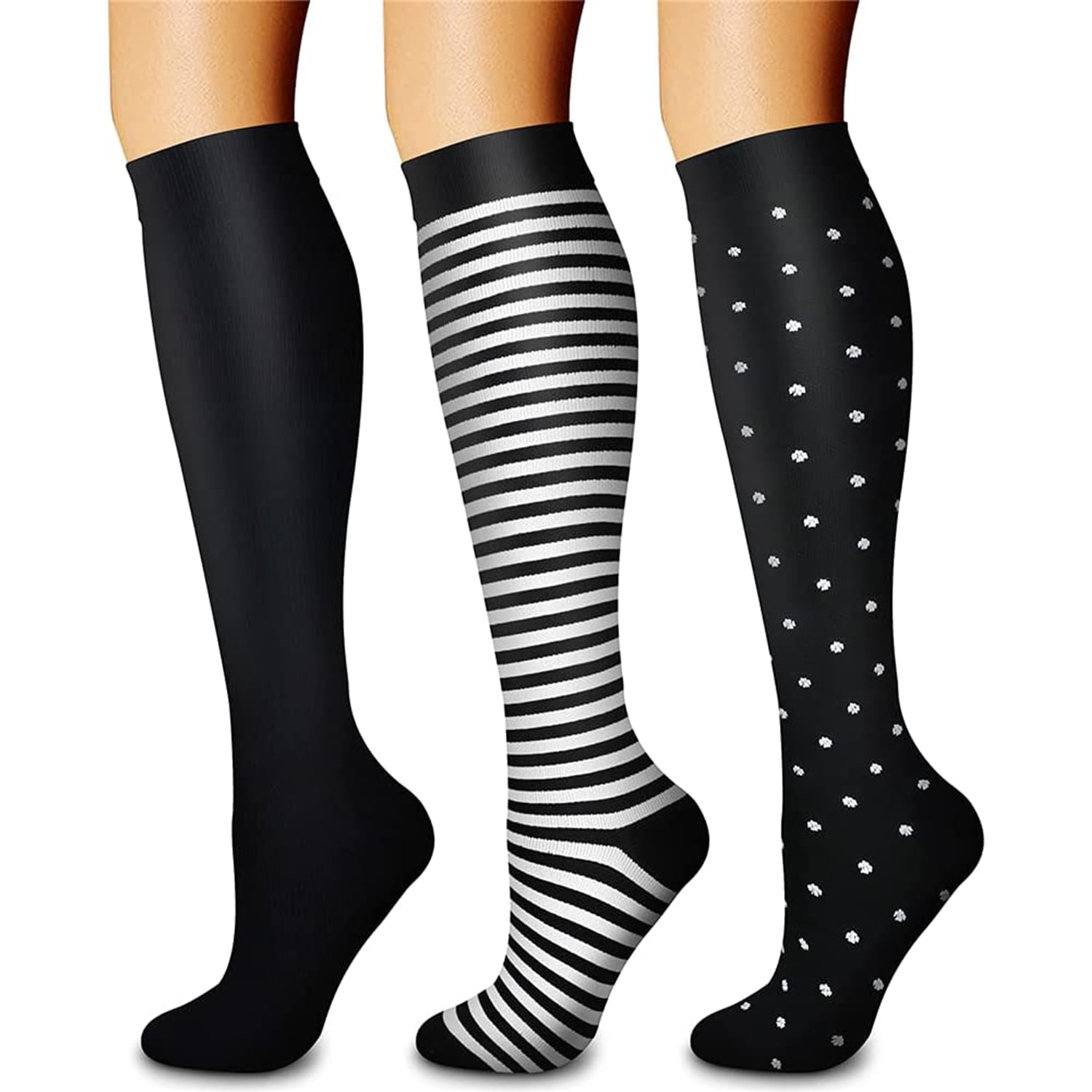 3 Pairs Copper Compression Socks for Women & Men Circulation 15-20 mmHg ...