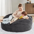 thumbnail image 3 of Codi Bean Bag Chair with Filler Included, 4 FT - Comfy Large Beanbag Chairs for Adults, Memory Foam Added - Machine Washable and Soft Mink Bonded Cover - Charcoal Grey, 4ft, 3 of 14